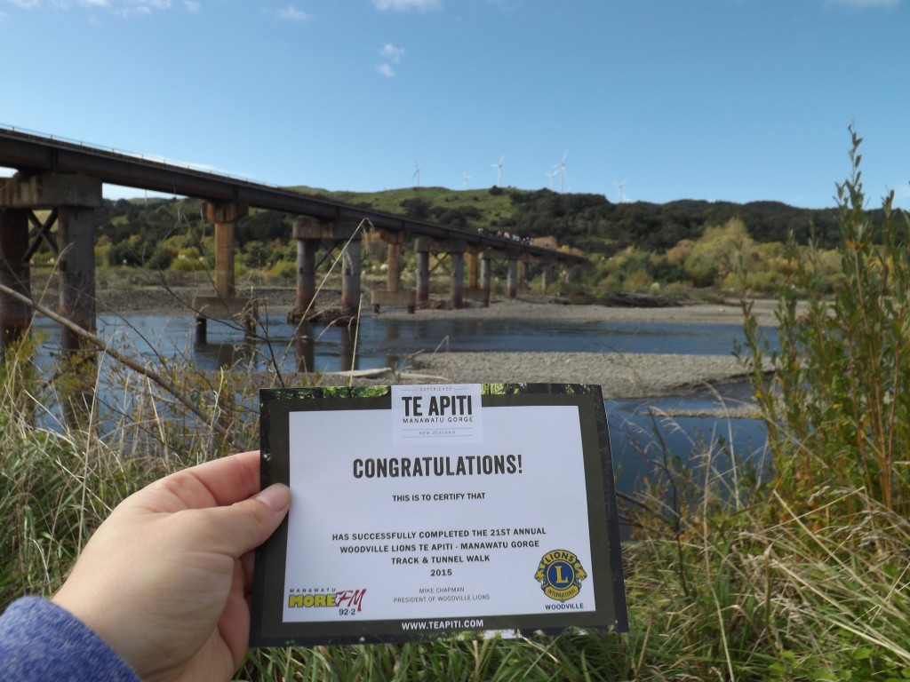 Manawatu Gorge Walk Certificate